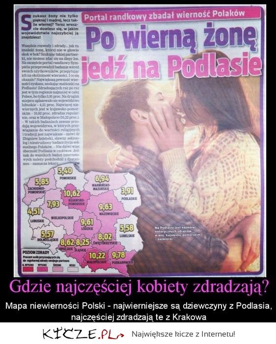 Mapa niewierności Polski - zobacz gdzie najczęściej zdradzają kobiety!