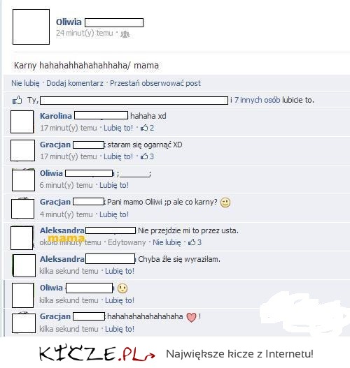 Mała dała jej 'karniaka' na FB! Ale siara! :D  Sprawdź co jej napisała i jakie dostała komentarze
