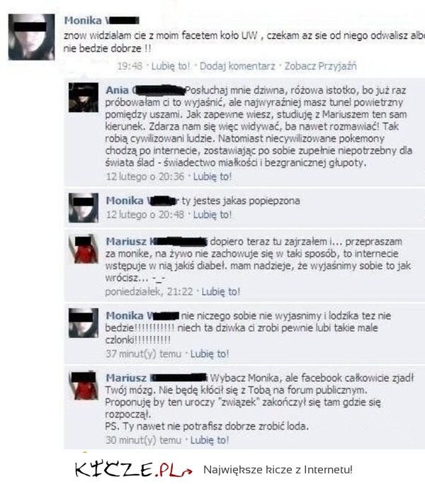 Zazdrosna dziewczyna na facebooku atakuje jego koleżankę! zobacz jak to się zakończyło!